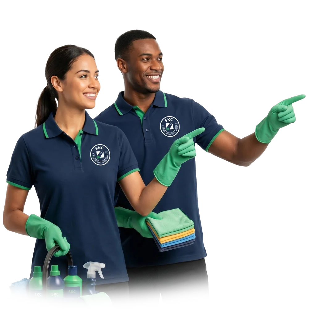 Spotless living room and professional cleaning service banner
